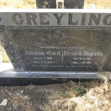 GREYLING Abraham Carel 1908-1970 & Elizabeth Magrietha 1912-1993