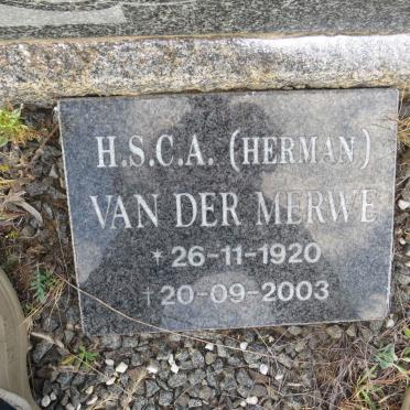 MERWE H.S.C.A., van der 1920-2003