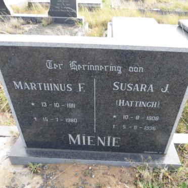 MIENIE Marthinus F. 1911-1980 & Susara J. HATTINGH 1908-1996