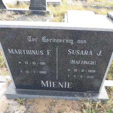 MIENIE Marthinus F. 1911-1980 & Susara J. HATTINGH 1908-1996
