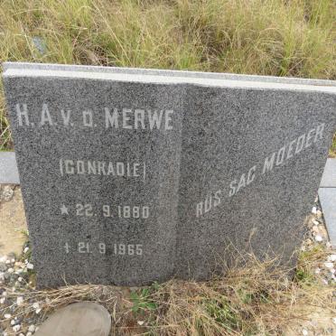 MERWE H.A., v.d. nee CONRADIE 1880-1965