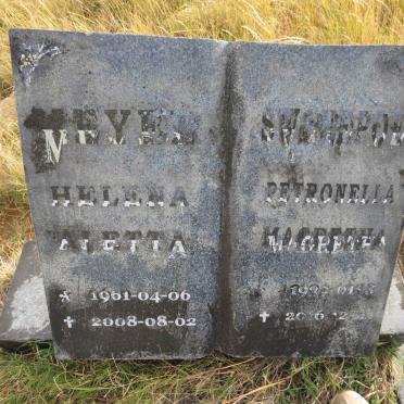 MEYER Helena Aletta 1961-2008 :: SWANEPOEL Petronella Magretha 19??-2016 