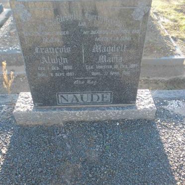 NAUDE Francois Alwyn 1880-1967 &amp; Magdelt Maria VORSTER 1887-1961