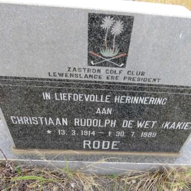RODE Christiaan Rudolph de Wet 1914-1989