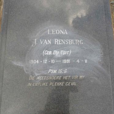 RENSBURG Leona, J. van nee DU TOIT 1904-1991
