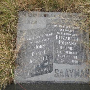 SAAYMAN John Daniel Kestell 1915-1995 & Elizabeth Johanna PRETORIUS 1915-1989