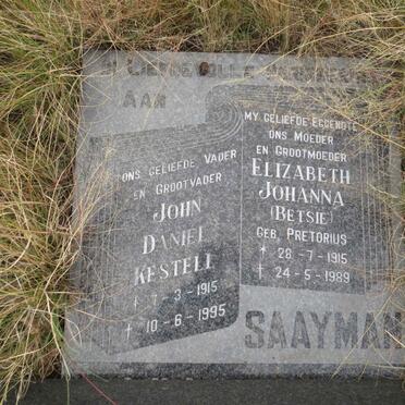 SAAYMAN John Daniel Kestell 1915-1995 & Elizabeth Johanna PRETORIUS 1915-1989