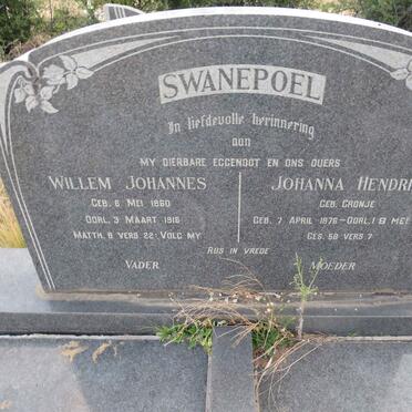 SWANEPOEL Willem Johannes 1860-1916 & Johanna Hendrina CRONJE 1876-1961