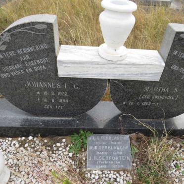 TERBLANCHE Johannes L.C. 1922-1984 & Martha SWANEPOEL 1922- :: SERFONTEIN J.H. nee TERBLANCHE 1948-2009