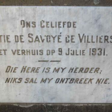 VILLIERS Lettie De Savoye, de -1931