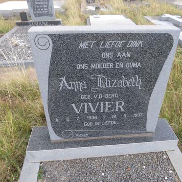 VIVIER Anna Elizabeth nee V.D. BERG 1906-1997