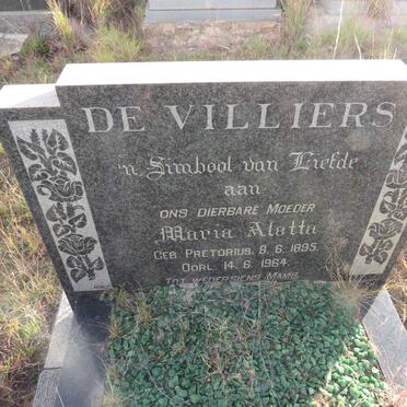 VILLIERS Maria Aletta, de nee PRETORIUS 1895-1964
