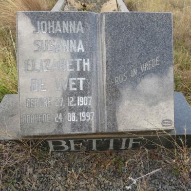 WET Johanna Susanna Elizabeth, de 1907-1997