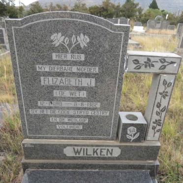 WILKEN Elizabeth J. nee DE WET 1919-1982