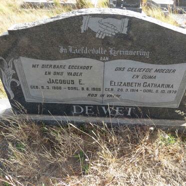 WET Jacobus E., de 1900-1966 & Elizabeth Catharina 1914-1979