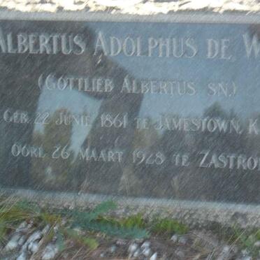WET Albertus Adolphus, de 1861-1928