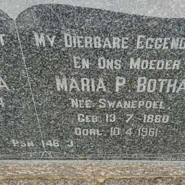 BOTHA Petrus J. 1874-1962 &amp; Maria P. SWANEPOEL 1880-1961