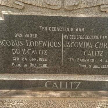 CALITZ Jacobus Lodewicus Du P. 1888-1962 &amp; Jacomina Christina BARNARD 1904-1955