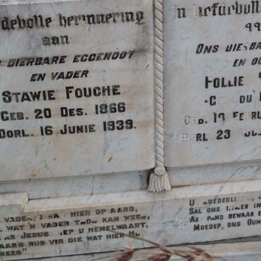 FOUCHE Stawie 1866-1939 &amp; Pollie DU PLESSIS 1870-1945