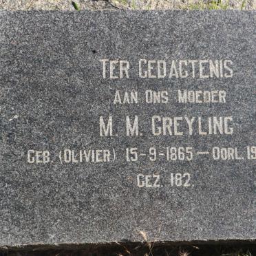 GREYLING M.M. nee OLIVIER 1865-1950