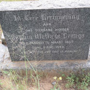 GRANGE Sophia Aletta, le 1867-1943