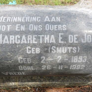 JONGE Jacobus C., de 1889-1955 &amp; Margaretha E. SMUTS 1893-1982 