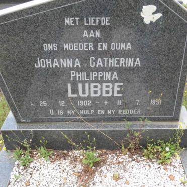 LUBBE Johanna Catherina Philippina 1902-1991