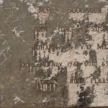 MERWE Johanna M., v.d. -1941