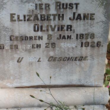 OLIVIER Elizabeth Jane 1878-1926