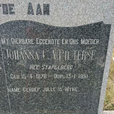 PIETERSE Pieter H.S. 1877-1965 &amp; Johanna C.A. STAPELBERG 1878-1951