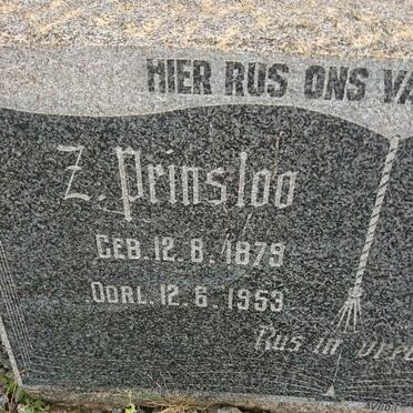 PRINSLOO Z. 1879-1953 &amp; J. 1877-1944
