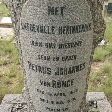 RONGE Petrus Johannes, von 1936-1950