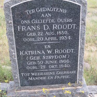 ROODT Frans D. 1859-1934 &amp; Katrina W. STRYDOM 1866-1940