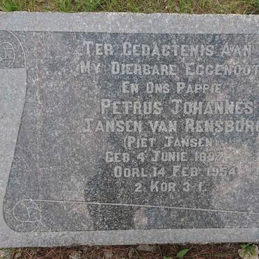 RENSBURG Petrus Johannes, Jansen van 1897-1954