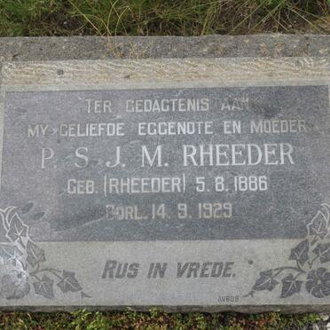 RHEEDER P.S.J.M. nee RHEEDER 1886-1929