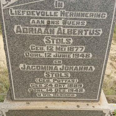 STOLS Adriaan Albertus 1877-1948 &amp; Jacomina Johanna POTTAS 1889-1948