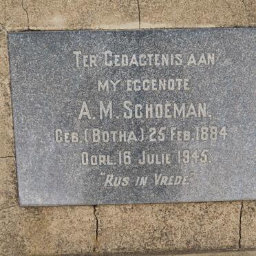 SCHOEMAN A.M. nee BOTHA 1884-1945