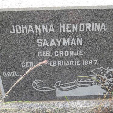 SAAYMAN Lambertus Bernardus 1889-1961 &amp; Johanna Hendrina nee CRONJE 1897