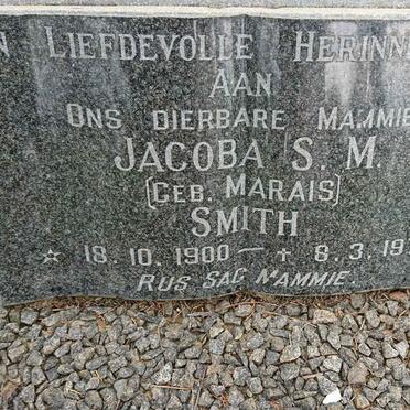 SMITH Jacoba S.M. nee MARAIS 1900-1973