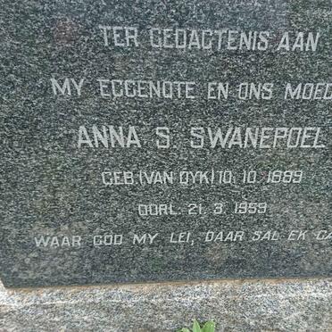 SWANEPOEL Anna S. nee VAN DYK 1889-1959