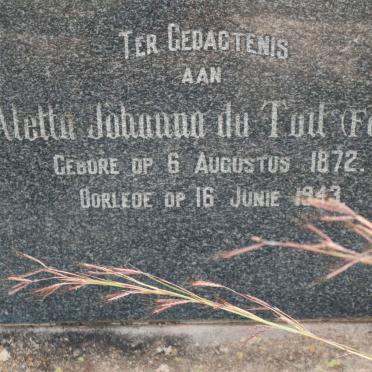 TOIT Aletta Johanna, du nee FOUCHE 1872-1943