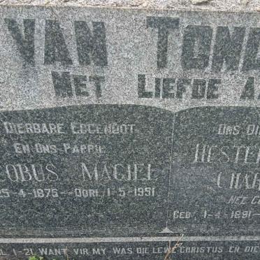 TONDER Jacobus Magiel, van 1875-1951 &amp; Hester Maria Charlotte COETZEE 1891-1959