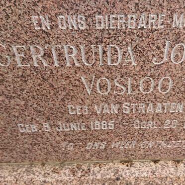 VOSLOO Gertruida Johanna nee VAN STRAATEN 1885-1951