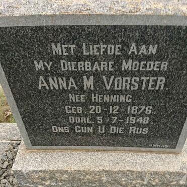 VORSTER Anna M. nee HENNING 1876-1948