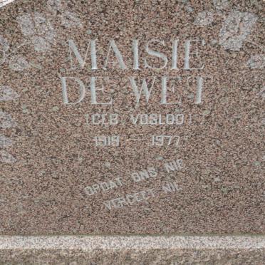 WET Maisie, de nee VOSLOO 1919-1977