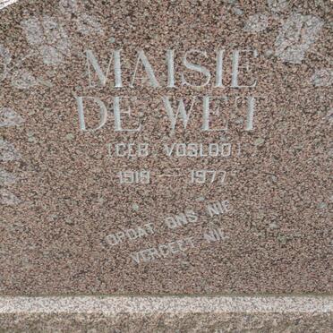 WET Maisie, de nee VOSLOO 1919-1977