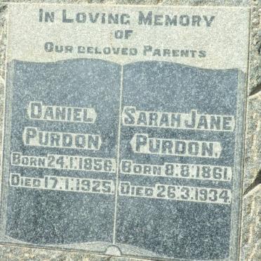 PURDON Daniel 1856-1925 &amp; Sarah Jane 1861-1934