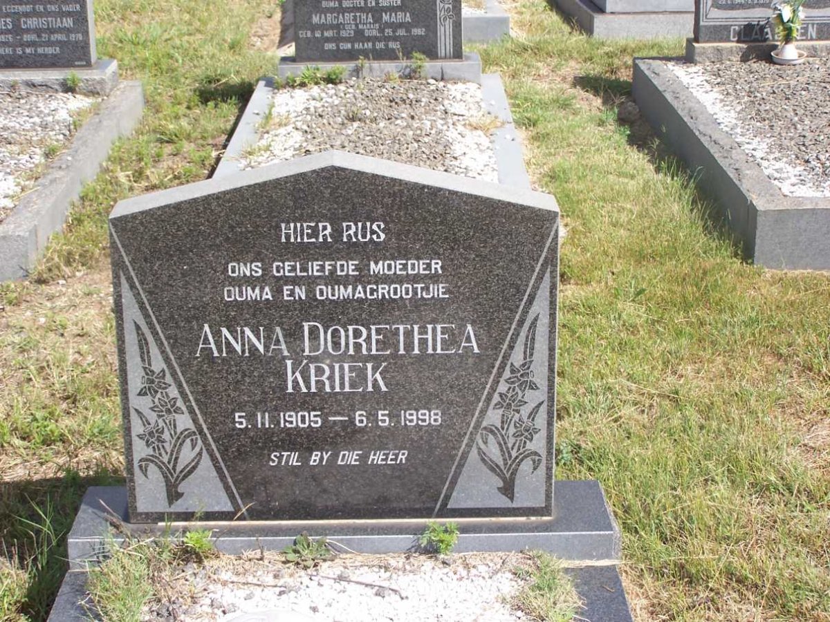 KRIEK Anna Dorethea 1905-1998