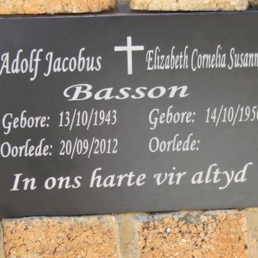 BASSON Adolf Jacobus 1943-2012 &amp; Elizabeth Cornelia Susanna 1950-