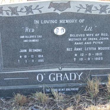 O'GRADY John Redmond 1914-1985 &amp; Anne Letitia MOODIE 1915-1965 